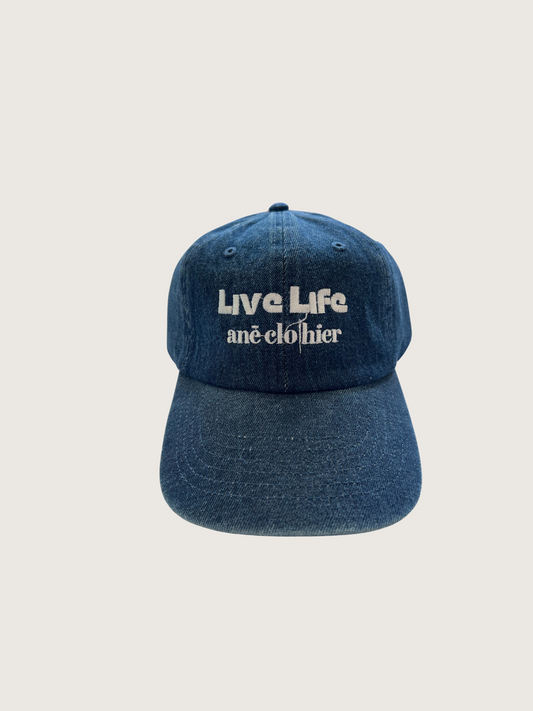 Exclusive Denim Embroidered Hat - LIVE LIFE